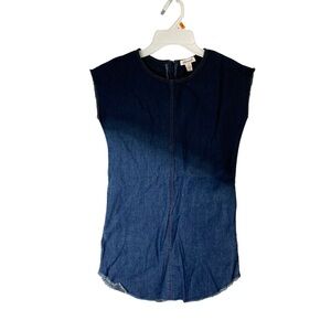 Ella Moss denim tunic dress blue ombre dye zip back pockets size 7-8